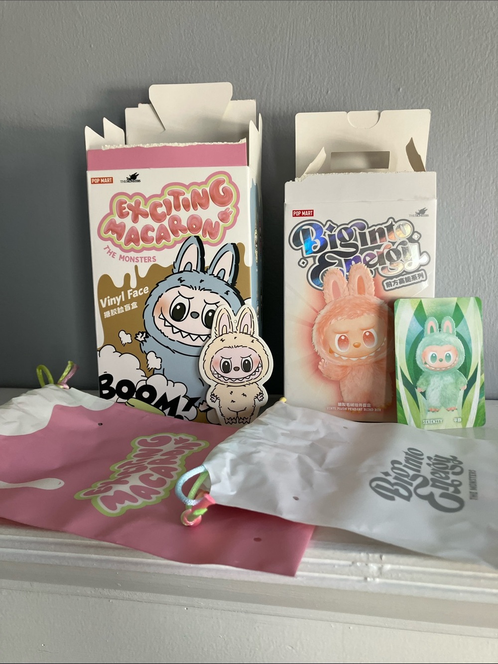 Bundle of Two Empty Pop Mart Labubu Boxes and Packaging - Serenity and Soymilk